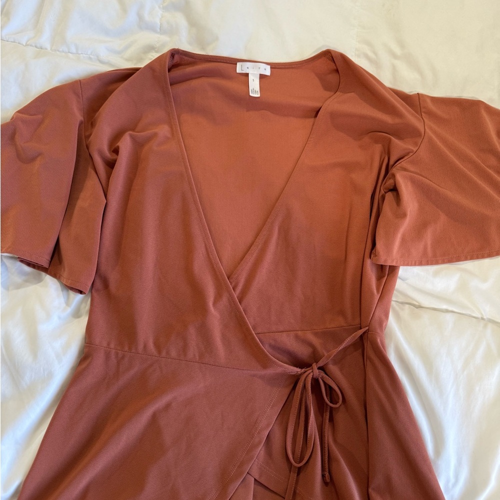 Leith Terracotta Wrap Dress